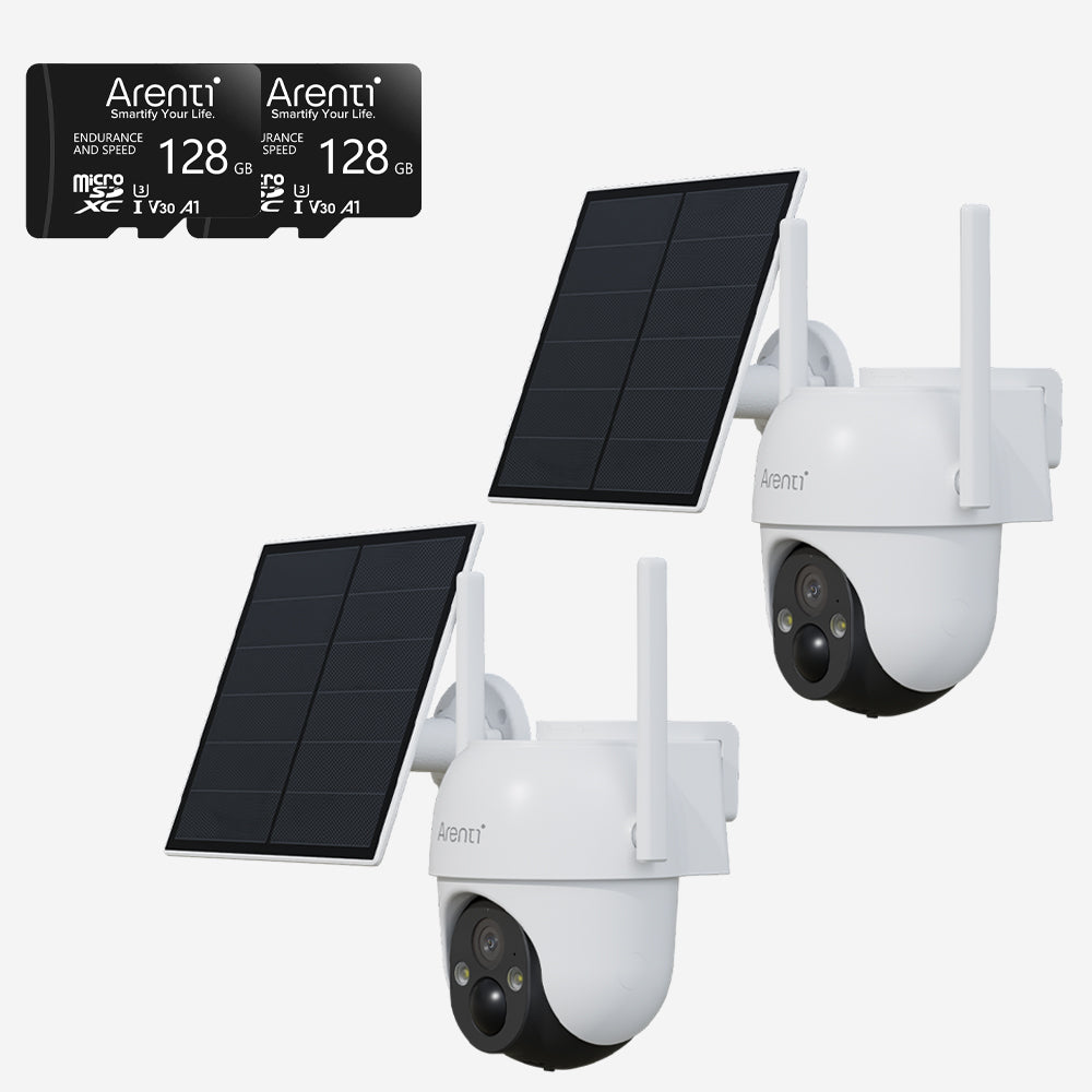 Bundle - 2 GO2T Oudoor Security Camera & 2 128GB SD Card