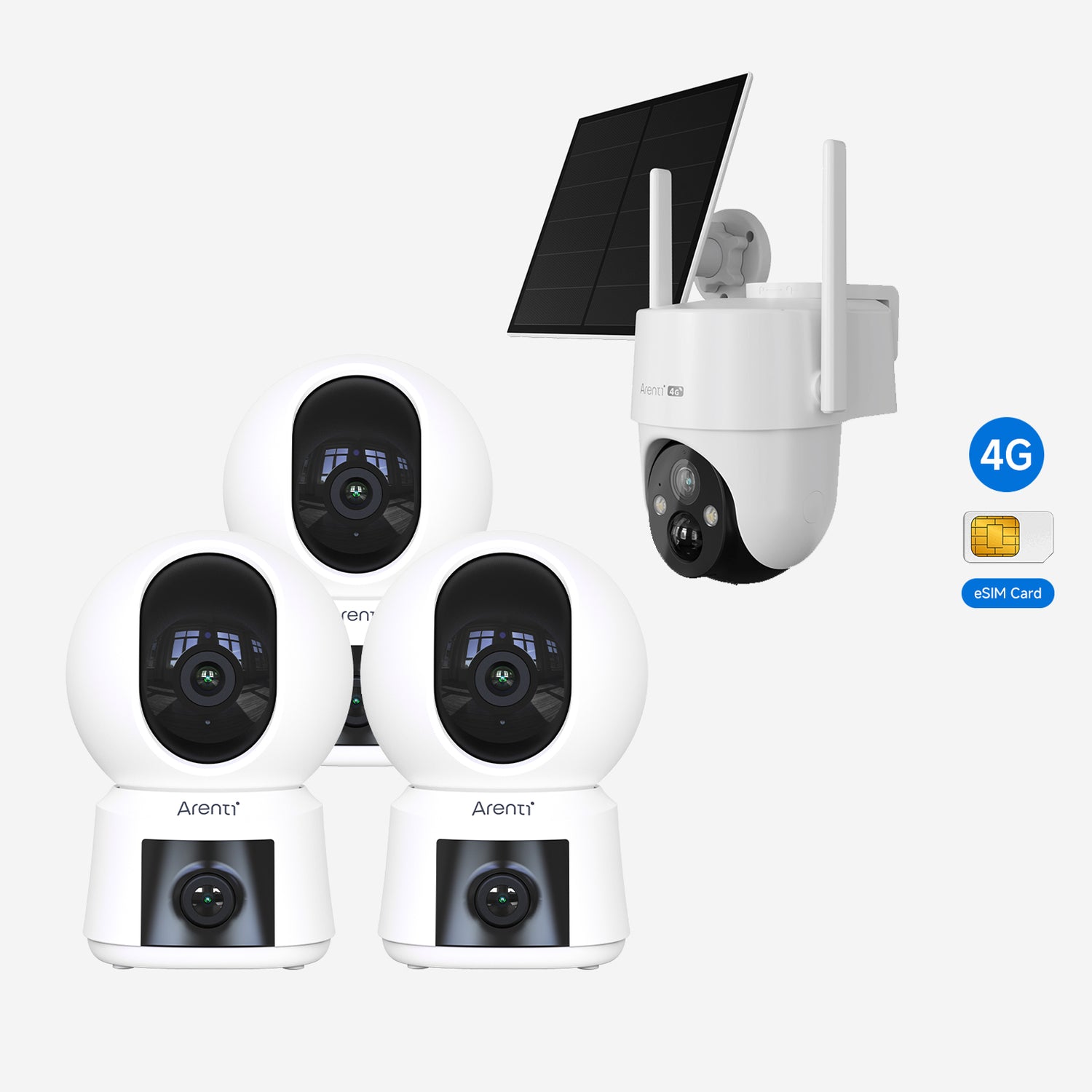 Bundle - 3 P3TT Dual-len Indoor Security Camera & GO3G 4G LTE Security Camera