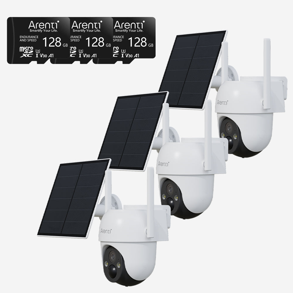 Bundle - 3 GO2T Oudoor Security Camera & 3 128GB SD Card