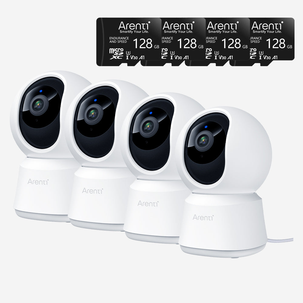 Bundle-4 P2F Indoor Security Camera & 4 128GB SD Card
