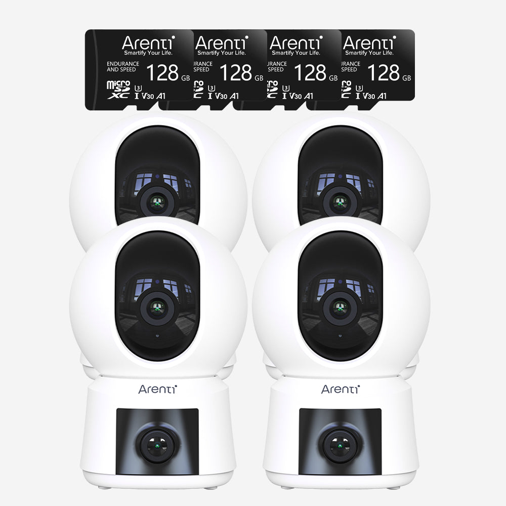 Bundle-4 P3TT Dual-Cam Indoor Camera & 4 128GB SD Card
