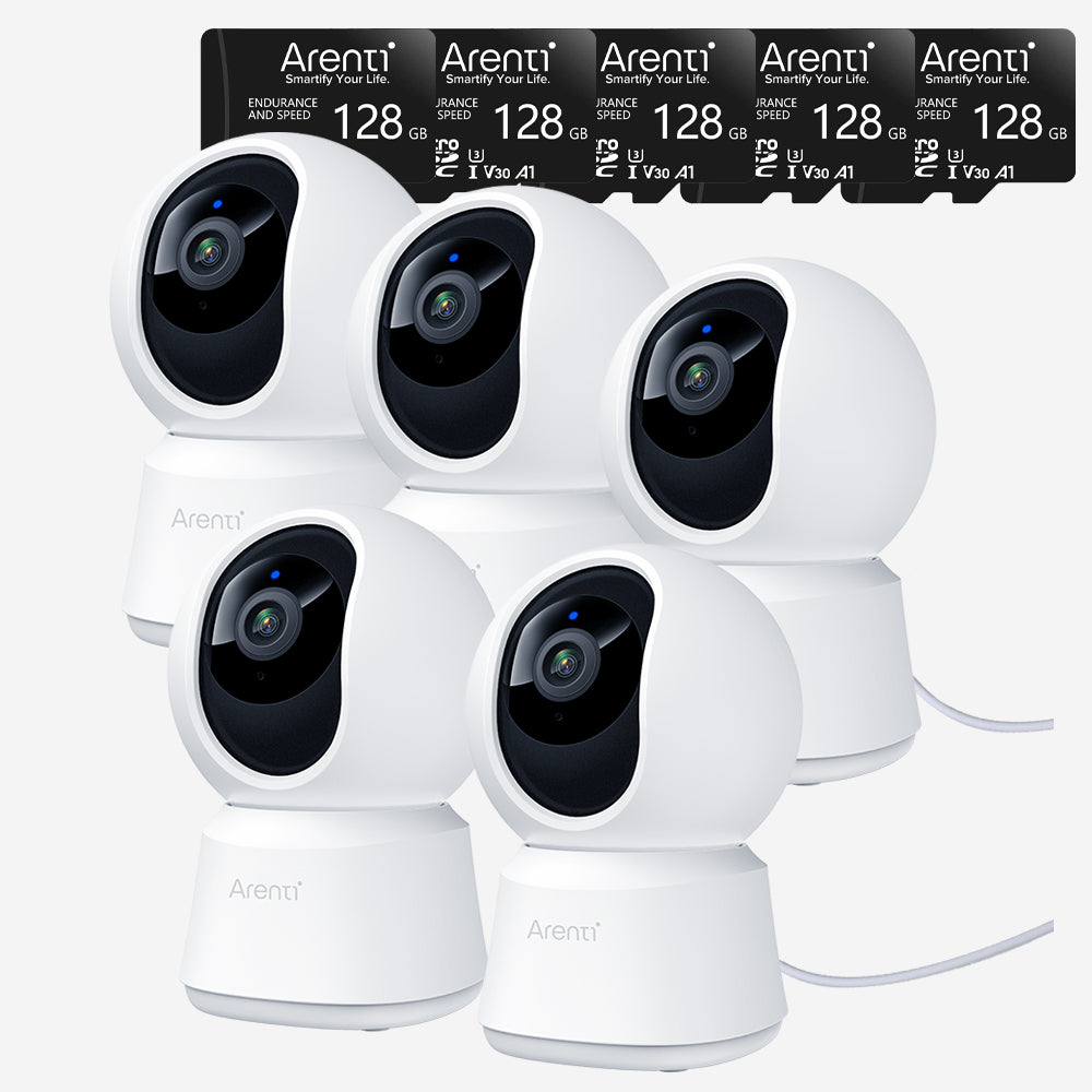 Bundle-5 P2F Indoor Security Camera & 5 128GB SD Card