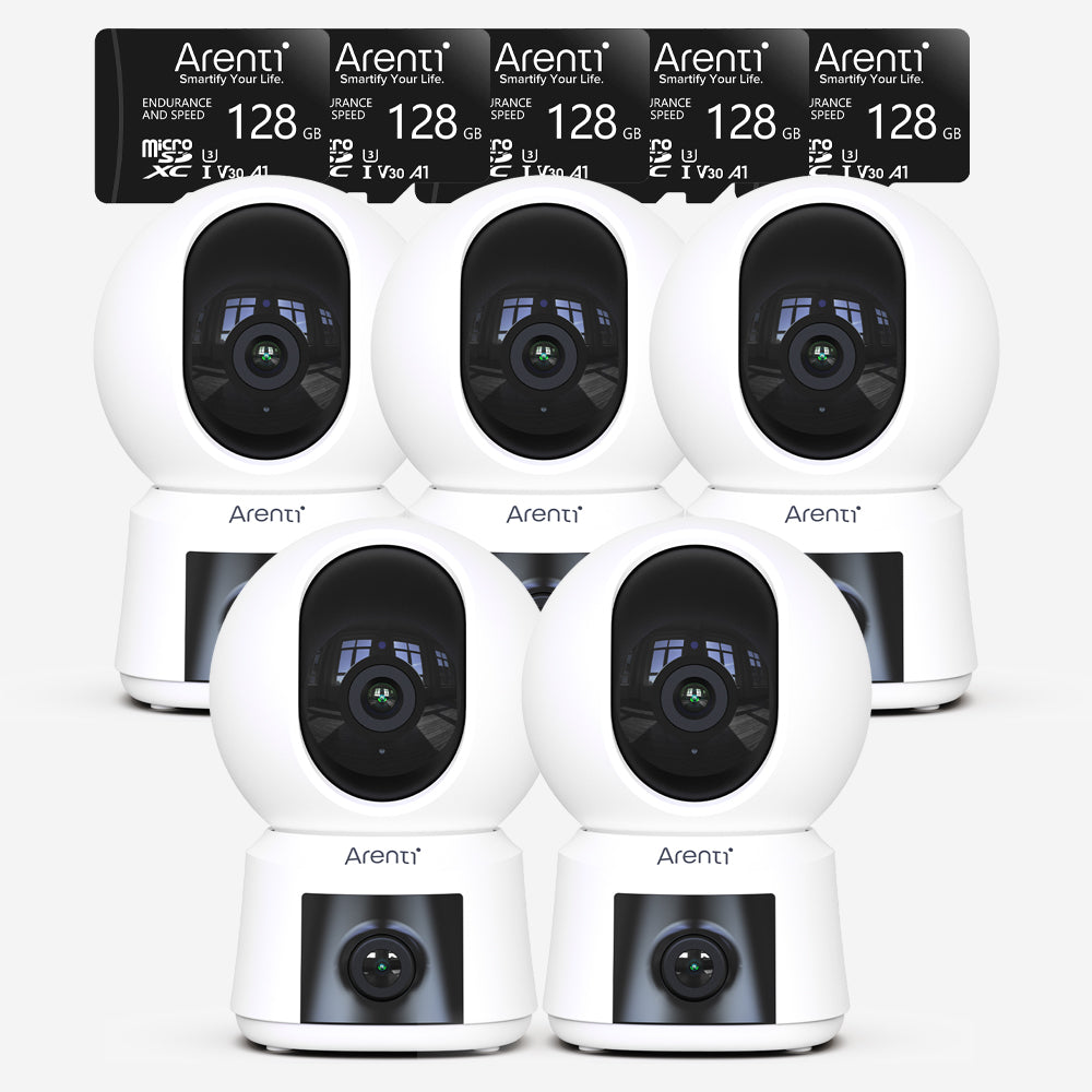 Bundle-5 P3TT Dual-Cam Indoor Camera & 5 128GB SD Card