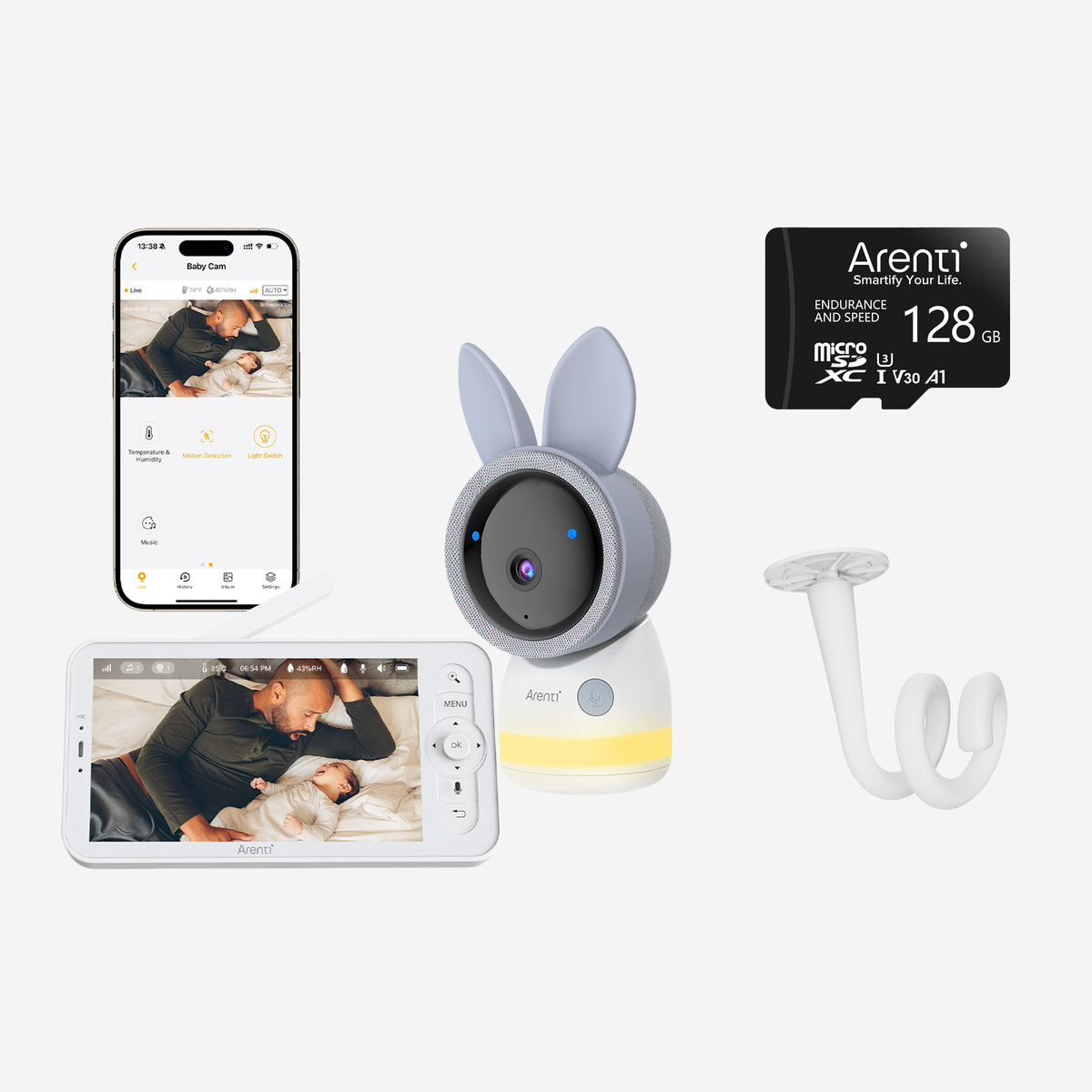Bundle-AInanny A4 Kit (1 camera & 1 screen) & 128GB SD Card & Bracket